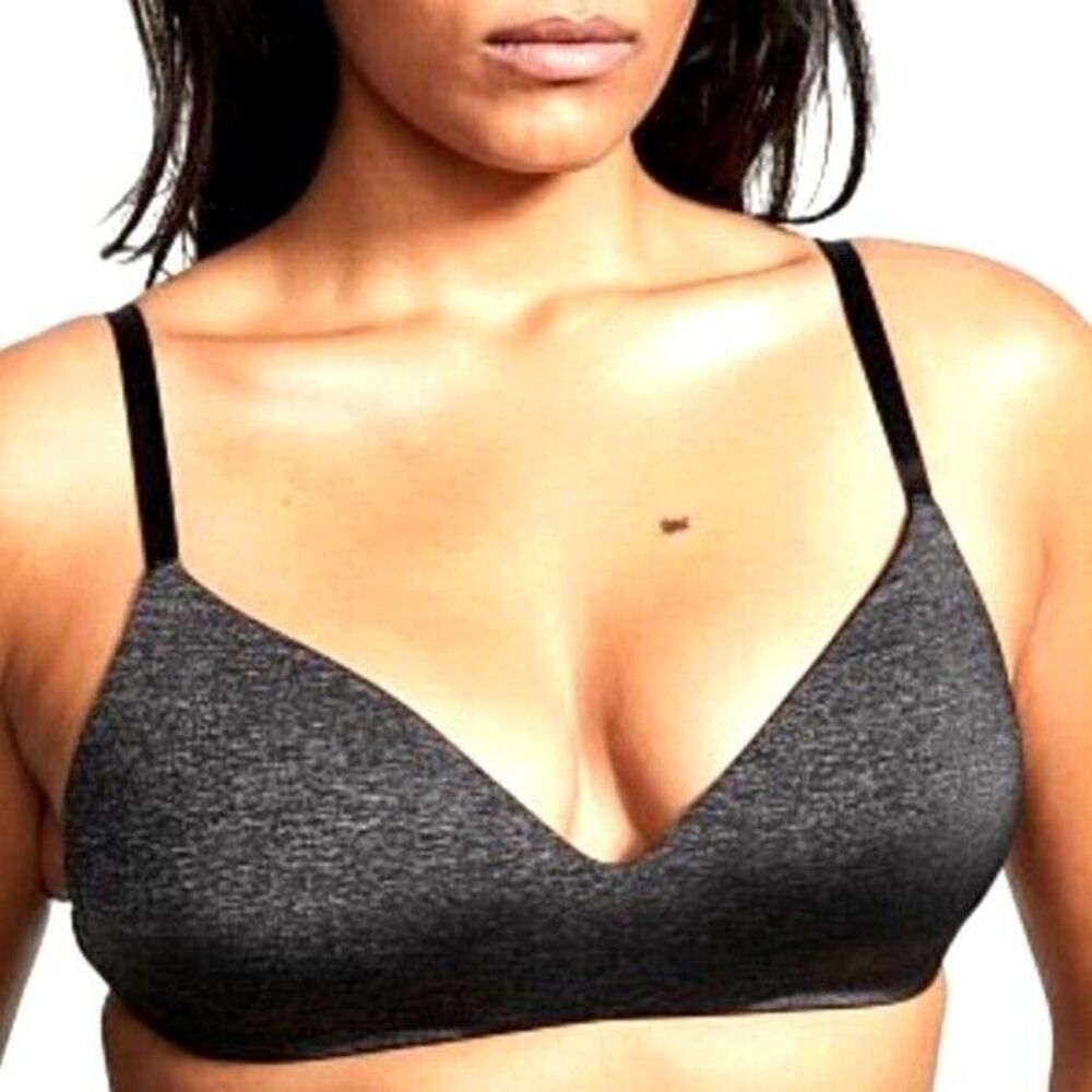 Victoria's Secret‎ RN 54867 Black Nylon No Wire T Shirt Bra Gray 38D  Adjustable